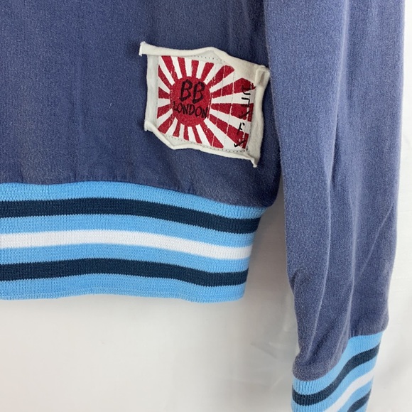 BB London Hipster Logo Bomber Jacket Size 2-M Snap Front - Picture 8 of 16